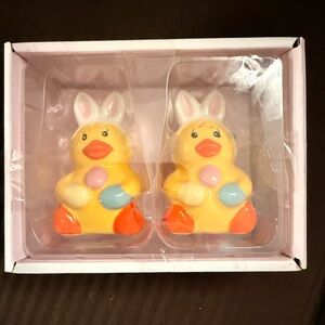 Cute Yellow Bunny Duck Salt & Pepper Shaker Set - Pastel Accents